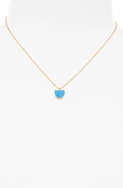Kate Spade Gold-tone Birthstone Heart Pendant Necklace, 16" + 3" Extender In Turquoise