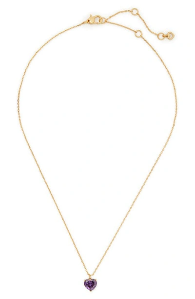 Shop Kate Spade My Love Birthstone Heart Pendant Necklace In Amethyst