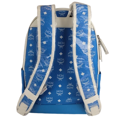 Shop Mcm Unisex Blue Visetos Coated Canvas Medium Backpack