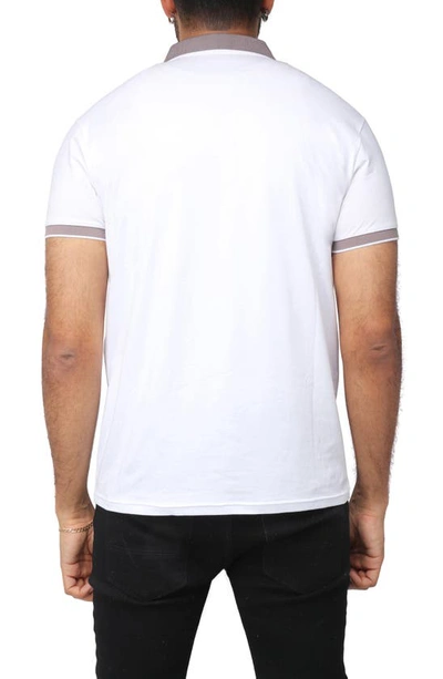 X-ray Pipe Trim Knit Polo In White/ Lavender