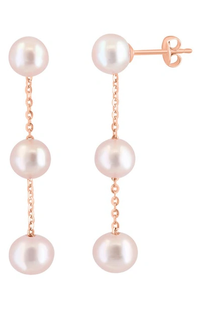 Effy 14k Rose Gold Pink Freshwater 6-6.5mm Pearl Earrings In Pink