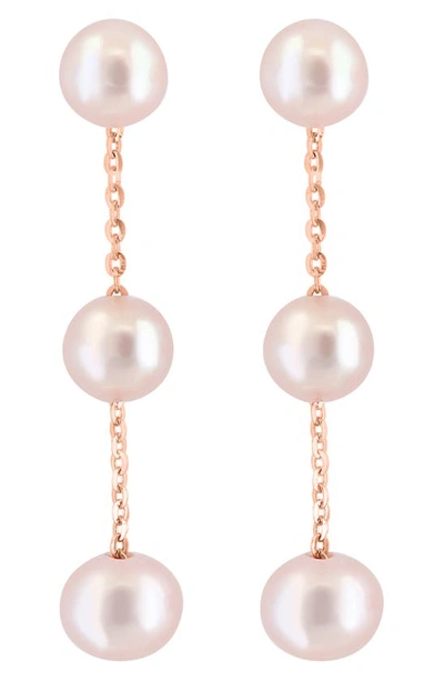 Effy 14k Rose Gold Pink Freshwater 6-6.5mm Pearl Earrings In Pink