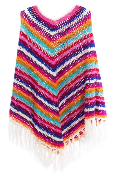 Shop Saachi Crochet Knit Triangle Poncho In White