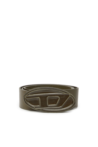 Shop Diesel Leather Belt With Leather 'd' Buckle In Green