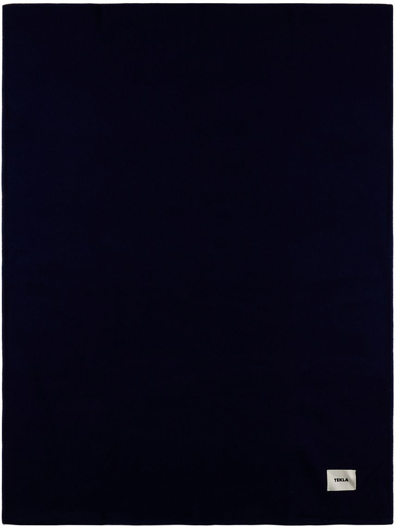 Shop Tekla Navy Pure Wool Blanket In Dark Blue