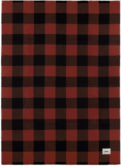 Tekla Red & Black Gingham Blanket In Red