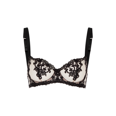 Shop Fleur Of England Onyx Embroidered Tulle Balcony Bra In Black