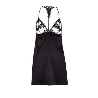 Shop Fleur Of England Onyx Silk-blend Satin Chemise In Black