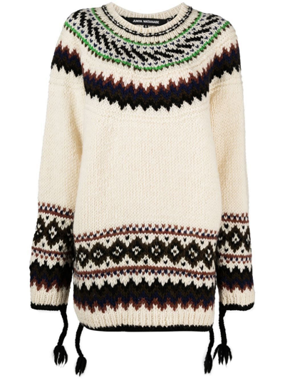 Shop Junya Watanabe Intarsia-knit Wool Jumper In Neutrals