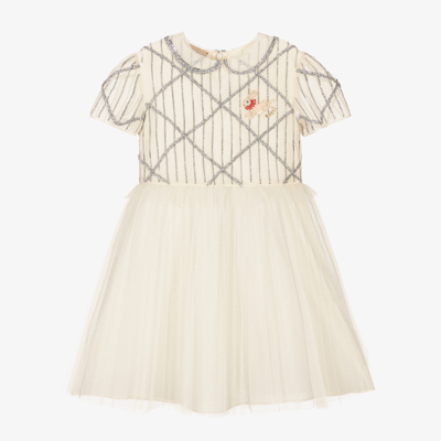 Shop Gucci Girls Ivory Sequined Tulle Dress