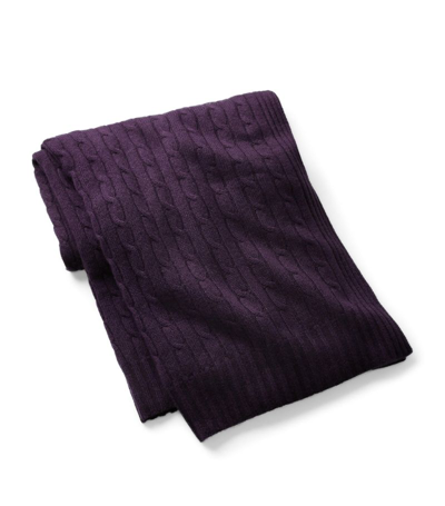 Shop Ralph Lauren Cashmere Cable-knit Throw (60cm X 60cm) In Purple