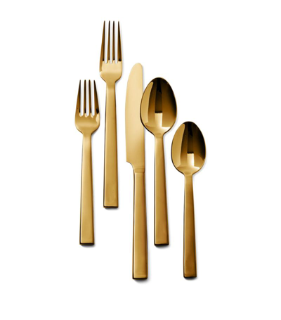 Shop Ralph Lauren Stainless Steel Academy 5-piece Cutlery Set In Gold