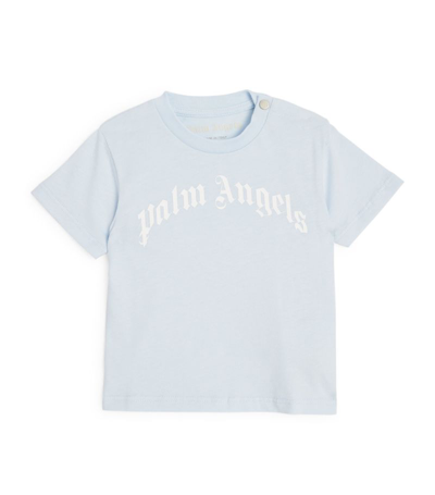 Shop Palm Angels Logo T-shirt (3-12 Months) In Blue