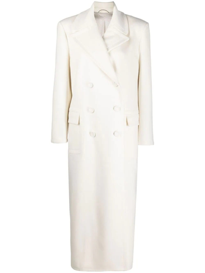 Shop Ermanno Scervino White Double-breasted Long Coat