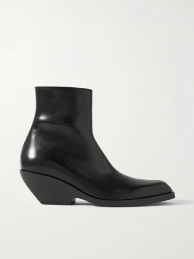 Shop Khaite Hooper Leather Ankle Boots In Black