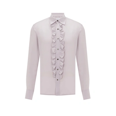 Shop 73 London Ruffled Silk Shirt In Violet