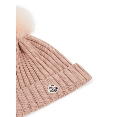 Shop Moncler Pompom Beanie In Brown
