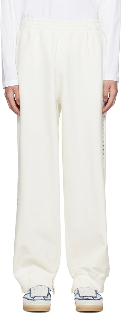 Shop Mm6 Maison Margiela Off-white Studded Lounge Pants In 101 Off White