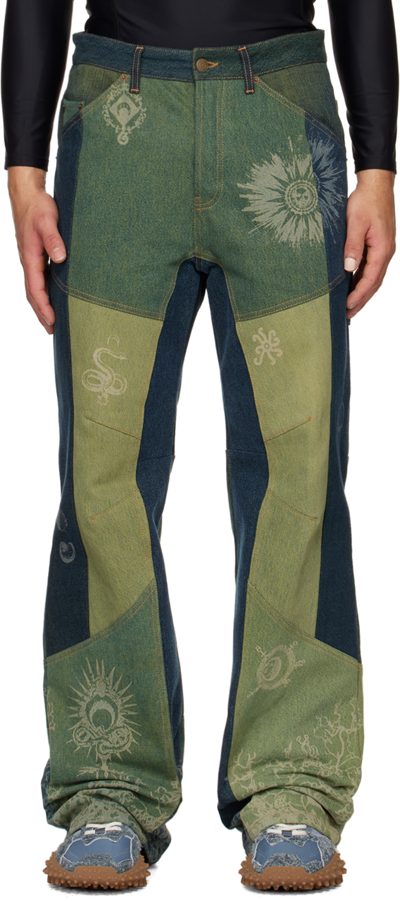 Shop Marine Serre Green Petrichor Jeans In 05 Green