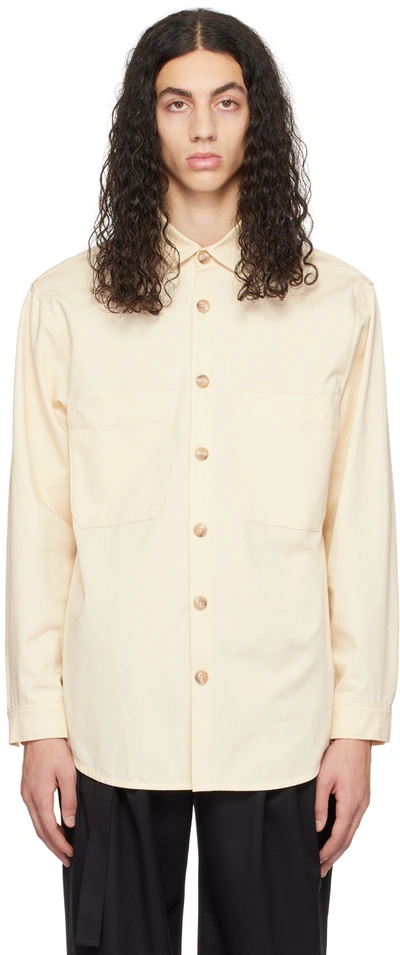 Shop King & Tuckfield Off-white Patch Pocket Shirt In Ecru