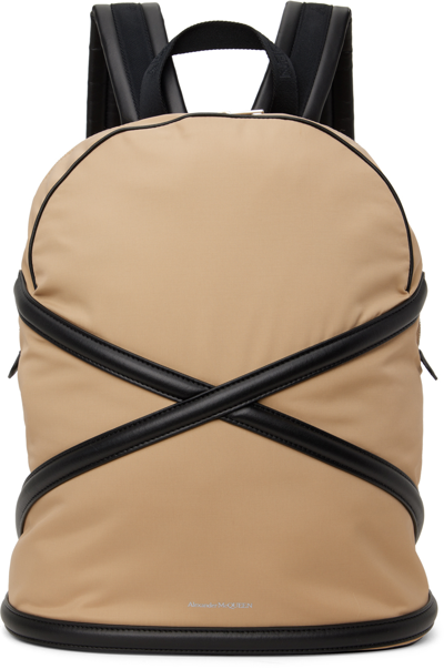 Shop Alexander Mcqueen Beige Harness Backpack In 9773 Dromedary/black