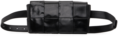 Shop Bottega Veneta Black Paper Cassette Belt Bag In 8803 Black-silver
