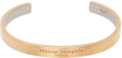 Shop Maison Margiela Gold Logo Cuff In 962 Yellow Gold Plat