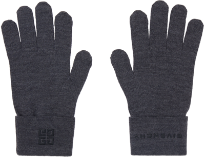 Shop Givenchy Gray Logo Gloves In Storm Grey