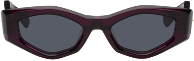 Shop Valentino Purple Iii Irregular Frame Sunglasses In Crystal Puprle/dark