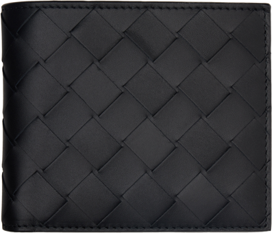 Shop Bottega Veneta Black Bi-fold Wallet In 8803 Blacksilver