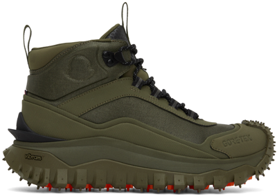 Shop Moncler Khaki Trailgrip Gtx Sneakers In 874 Forest Green