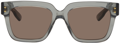 Shop Gucci Gray Square Sunglasses In 004 Grey