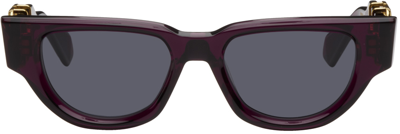 Shop Valentino Purple Ii Cat Eye Framed Sunglasses In Crystal Puprle/dark