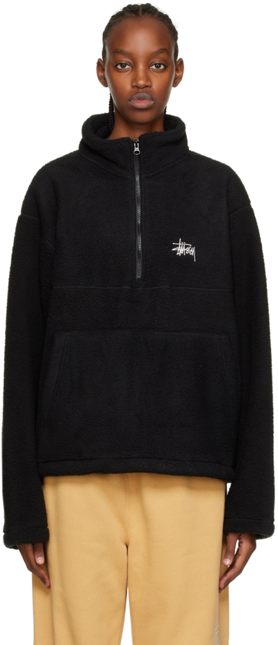 Shop Stussy Black Embroidered Sweatshirt
