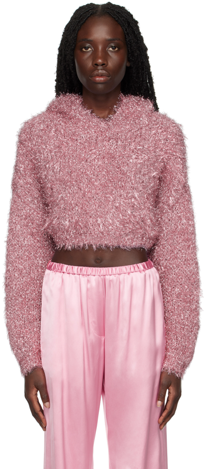 Shop Msgm Pink Sparkle Hoodie In 12 Pink