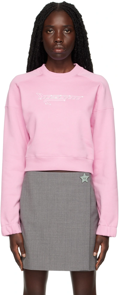 Shop Msgm Pink Graphic Sweatshirt In 13 Peony