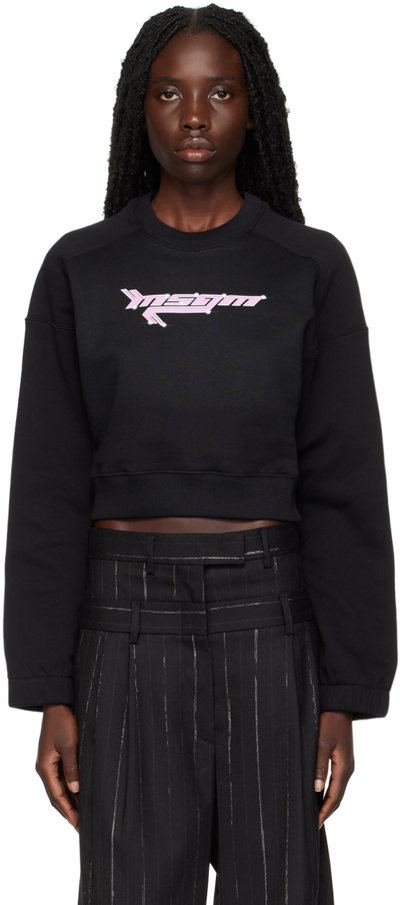Shop Msgm Black Graphic Sweatshirt In 99 Black