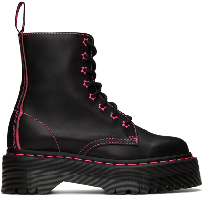 Shop Dr. Martens' Black Jadon Ii Neon Star Boots In Black/clash Pink Sen