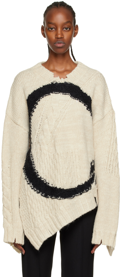 Shop Mm6 Maison Margiela Beige Distressed Sweater In 002f Off White