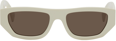 Shop Gucci Off-white Rectangular Sunglasses In 003 Ivory