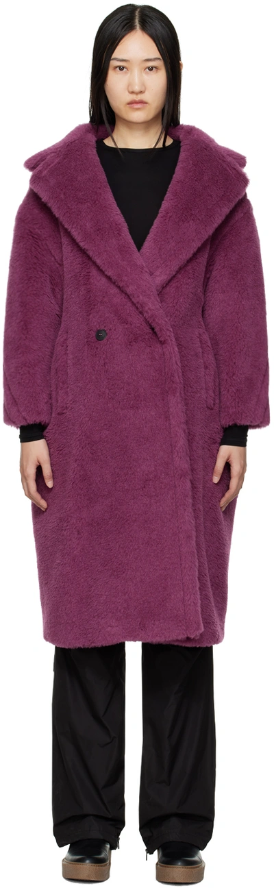 Teddy Bear Icon Alpaca Blend Coat in Purple - Max Mara