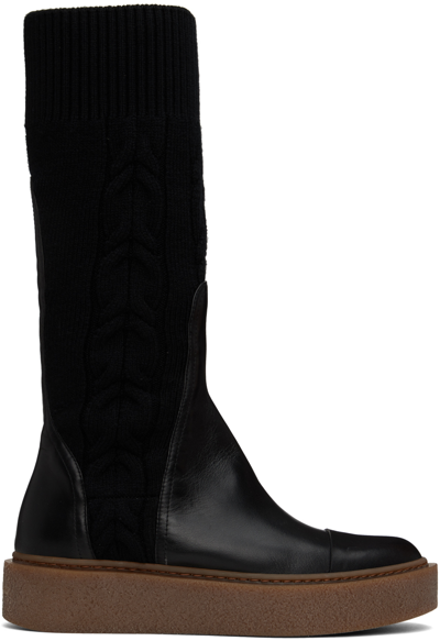 Shop Max Mara Black Braidy Boots In 004 Black