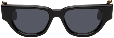 Shop Valentino Black Ii Cat Eye Frame Sunglasses In Black/dark Grey