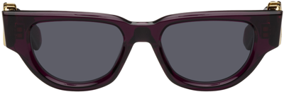 Shop Valentino Purple Ii Cat Eye Frame Sunglasses In Crystal Puprle/dark