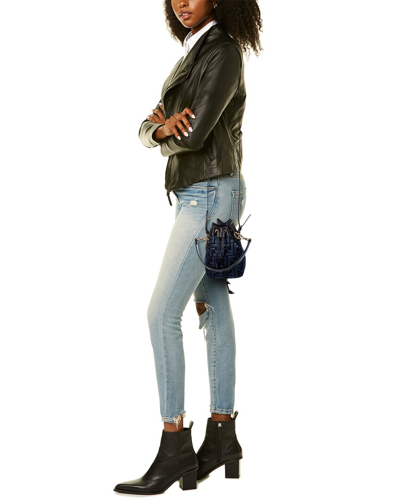 Shop Fendi Mon Tresor Mini Ff Tapestry & Leather Bucket Bag In Blue