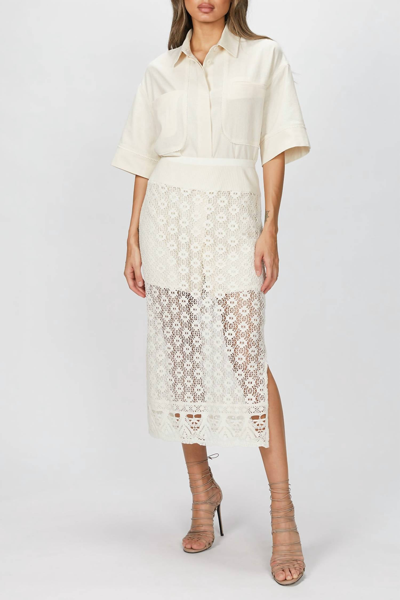 Shop Goen J Shirt And Crochet Lace Skirt Set In Natural Beige In Multi