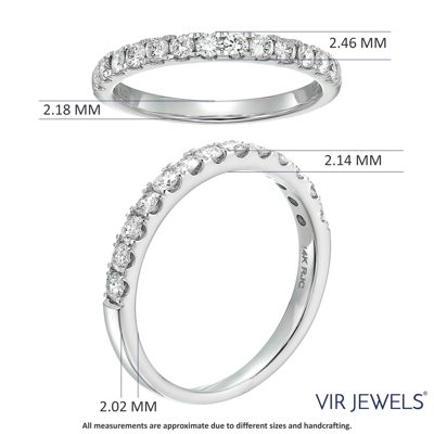 Vir Jewels 1/2 Cttw Champagne Diamond Wedding Band 14k White Gold 13 Stones Round In White