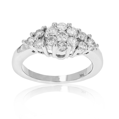 Vir Jewels 1 Cttw 3 Stone Diamond Cluster Composite Engagement Ring 14k White Gold