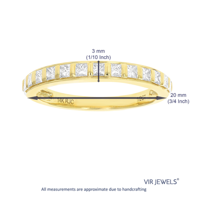 Vir Jewels 1/2 Cttw Princess Cut Diamond Wedding Band 14k Yellow Gold 13 Stones Channel Set In Yellow