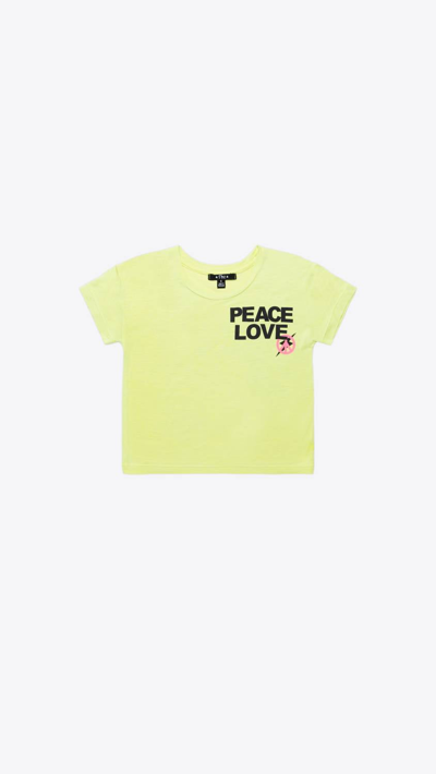 Shop Flowers By Zoe Girls - Peace Love Graphic Tee In Yellow